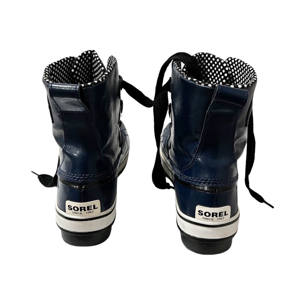 SOREL Tivoli Rain Boots Navy Blue Waterproof Polka Dot Sz 8.5 - Picture 4 of 7